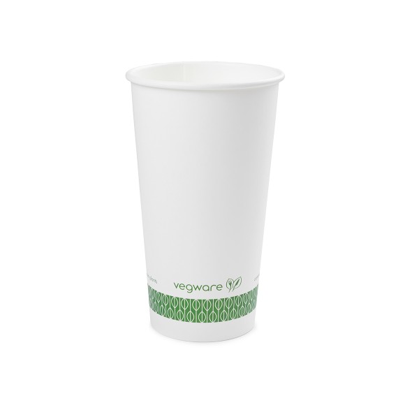 LV-20G Vegware™ 89-Series Compostable 20-ounce Single Wall White Hot Paper Cups